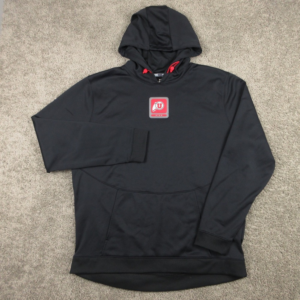 Utah Utes Sweater Mens XL Black Hoodie Sweatshirt Under Armour Performance Logo